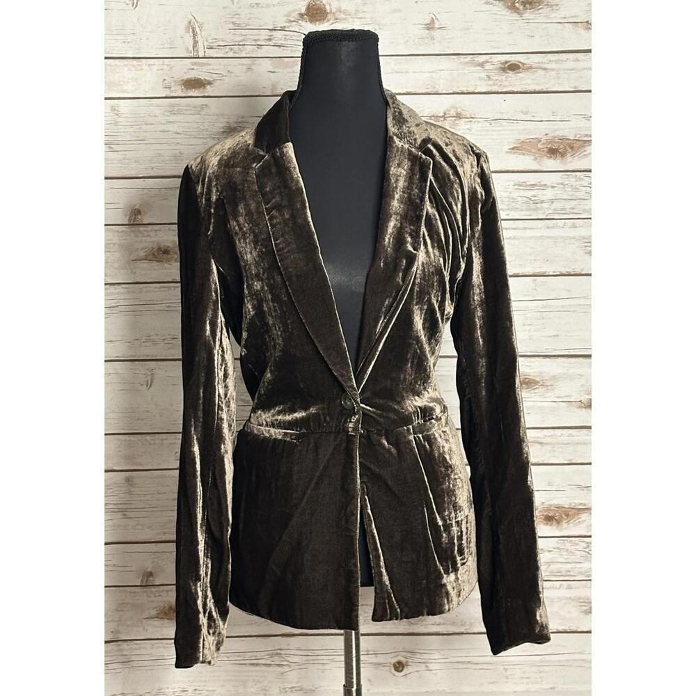 Anthropologie Cartonnier iridescent velvet single-breasted blazer Size 4
